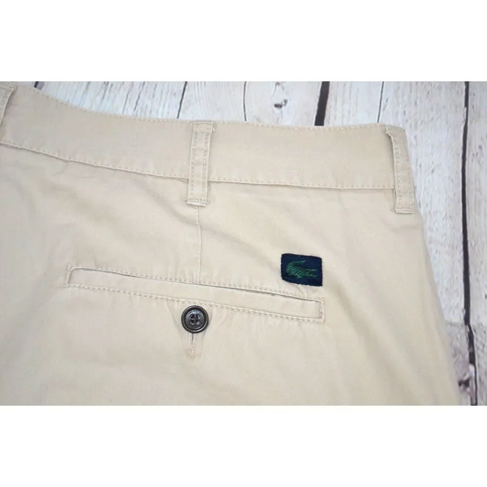 LACOSTE Men's Flat Front Cotton Chino / Khaki Pants SIZE 38 Beige